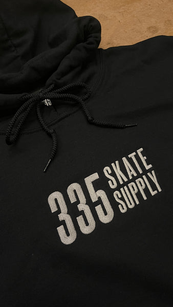 335 Embroidered Logo Hoodie | Black / Silver