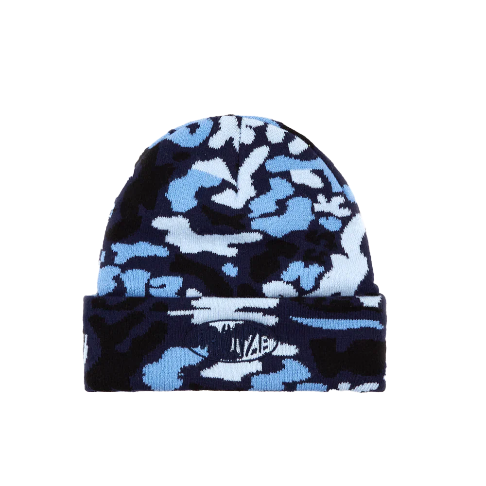 Bronze Camo Fleece Beanie / Blue