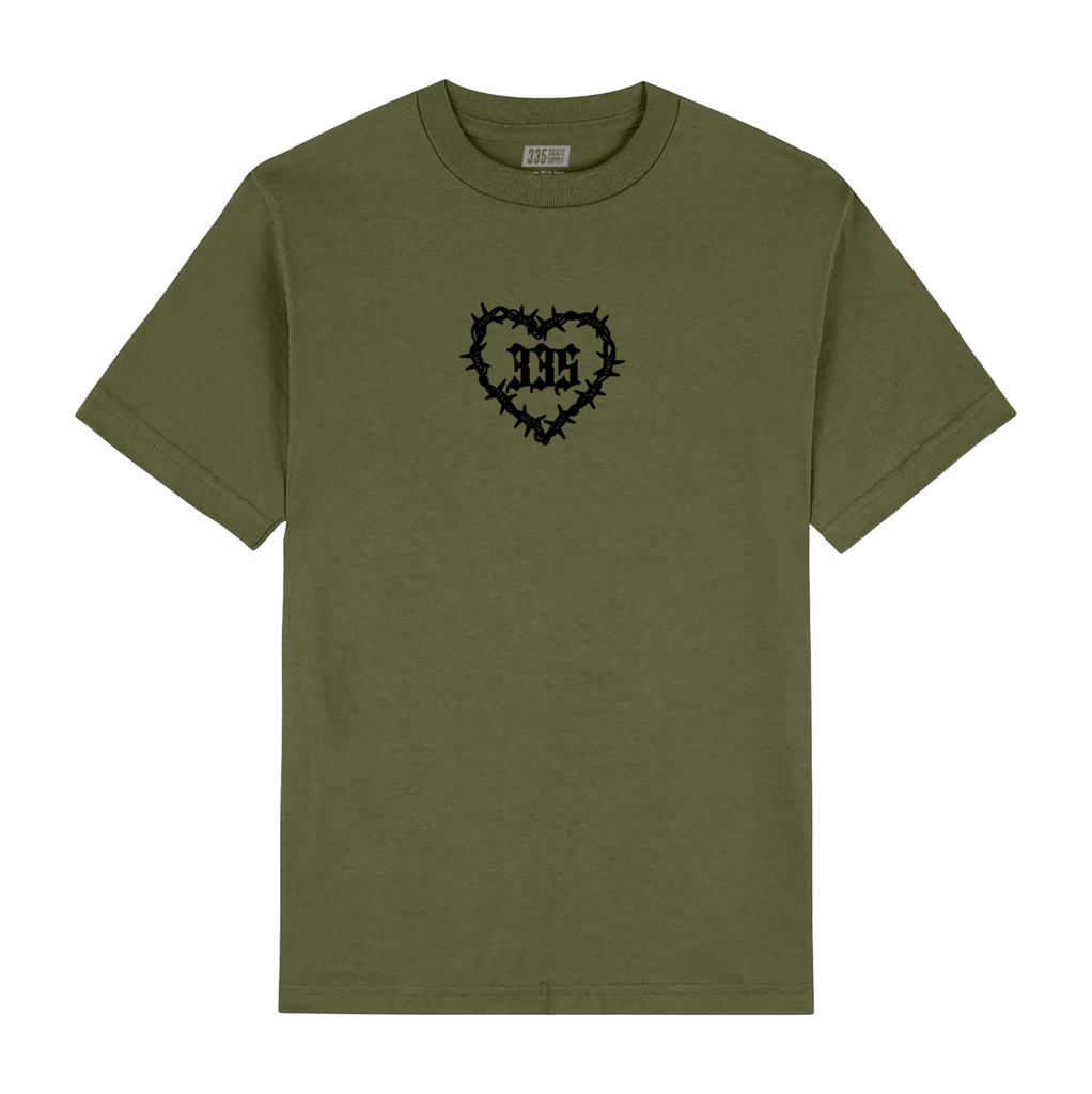 335 Heart Barb Logo Tee / Military Green