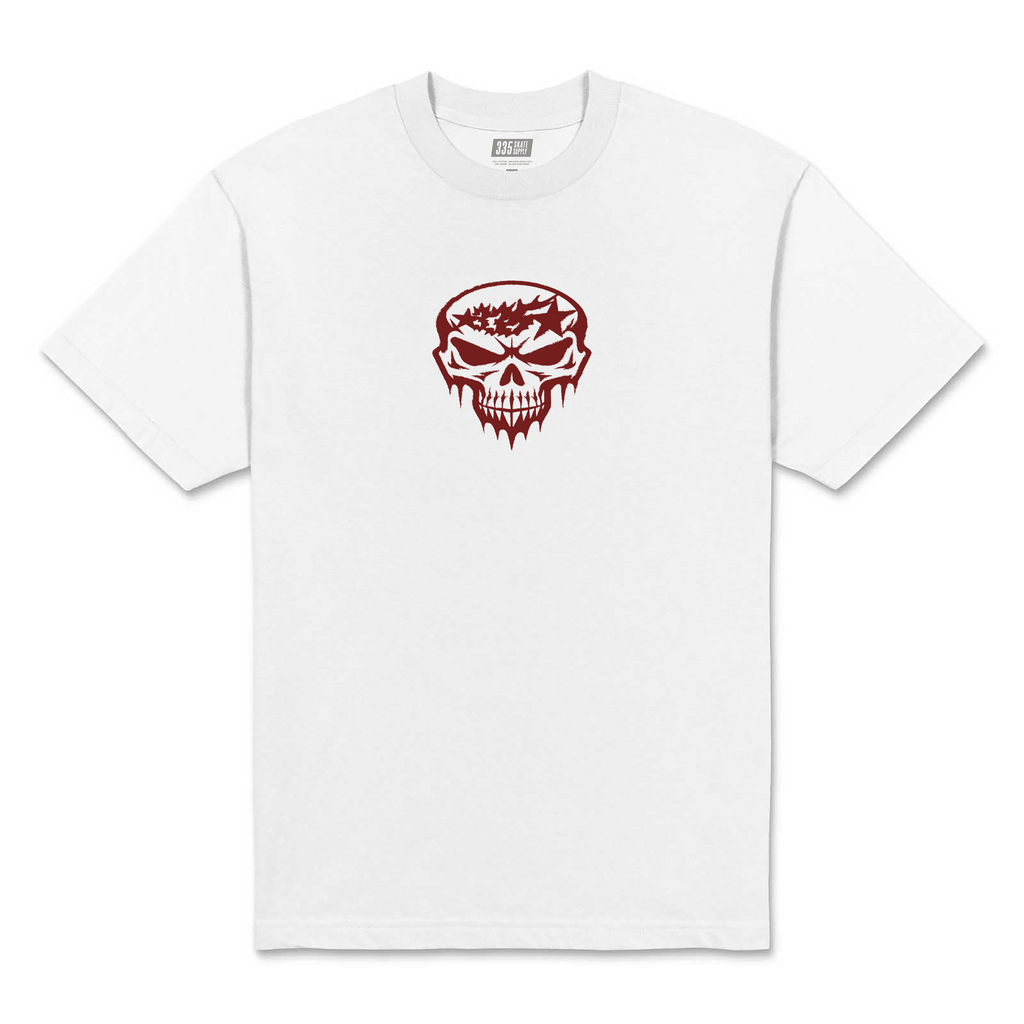 335 Star Skull Tee / White / Maroon