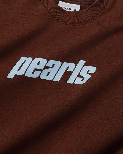 Pearls OG Logo Crew Neck Sweater / Chocolate / Blue