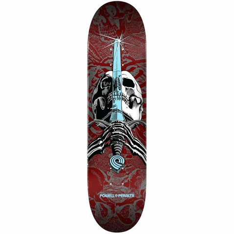 Powell Peralta Skull & Sword Deck / Silver - Burgundy / 7.5'' (Mini)