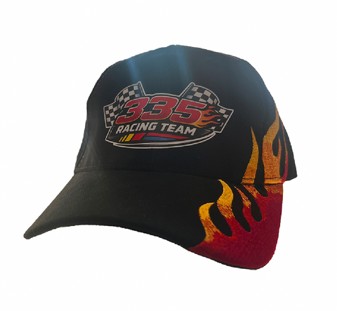 335 Racing Team Hat / Black / Embroided Flame