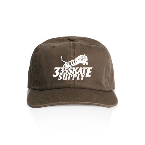 335 Big Cat Logo Hat / Brown / White