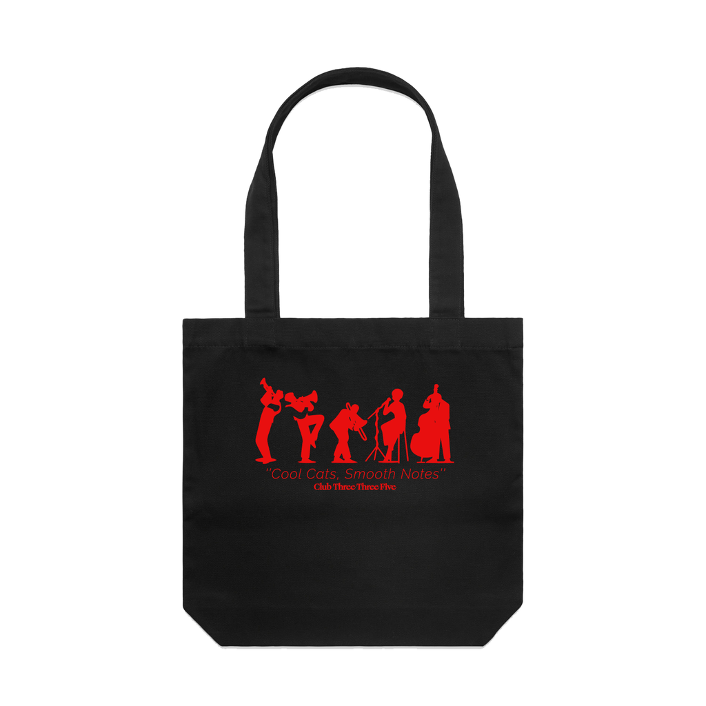 335 Smooth Notes Tote Bag / Black / Red