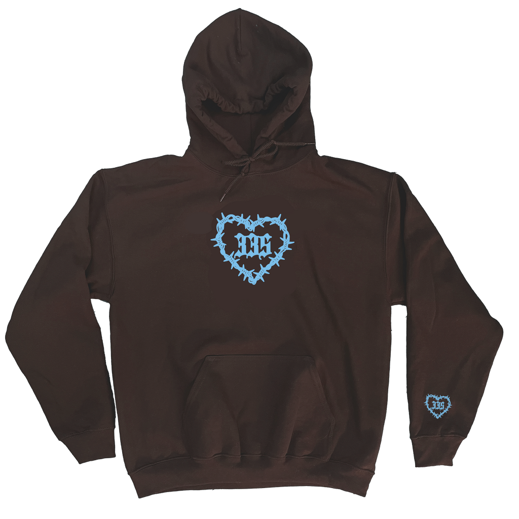 335 Heart Barb Logo Hoodie / Brown / Blue