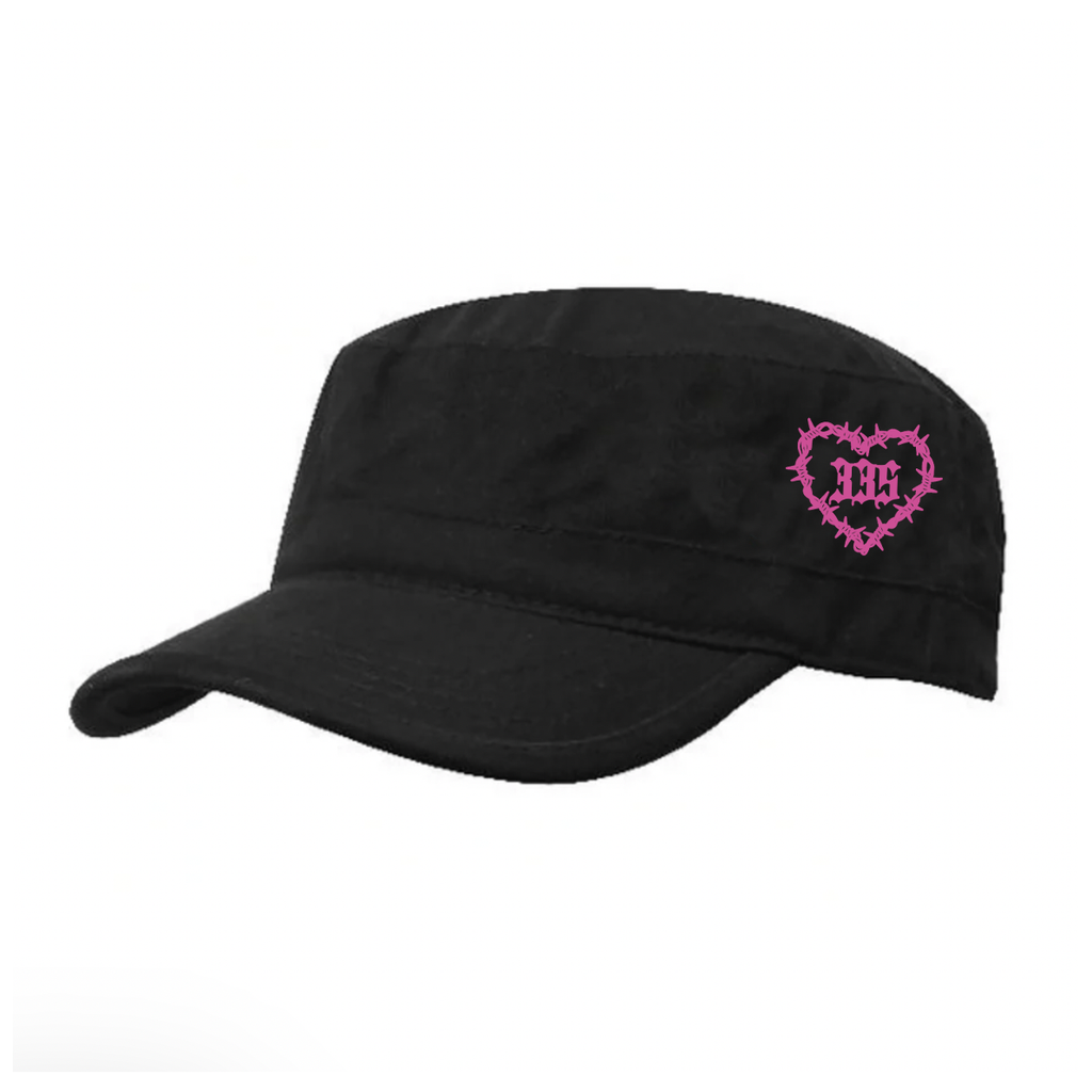 335 Heart Barbs Military Hat / Black / Pink