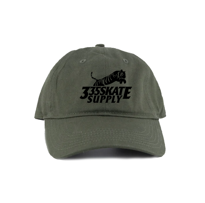 335 Big Cat Logo Hat / Military Green / Black