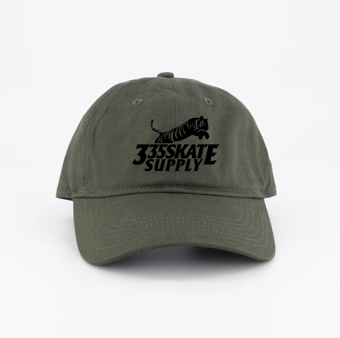 335 Big Cat Logo Hat / Military Green / Black