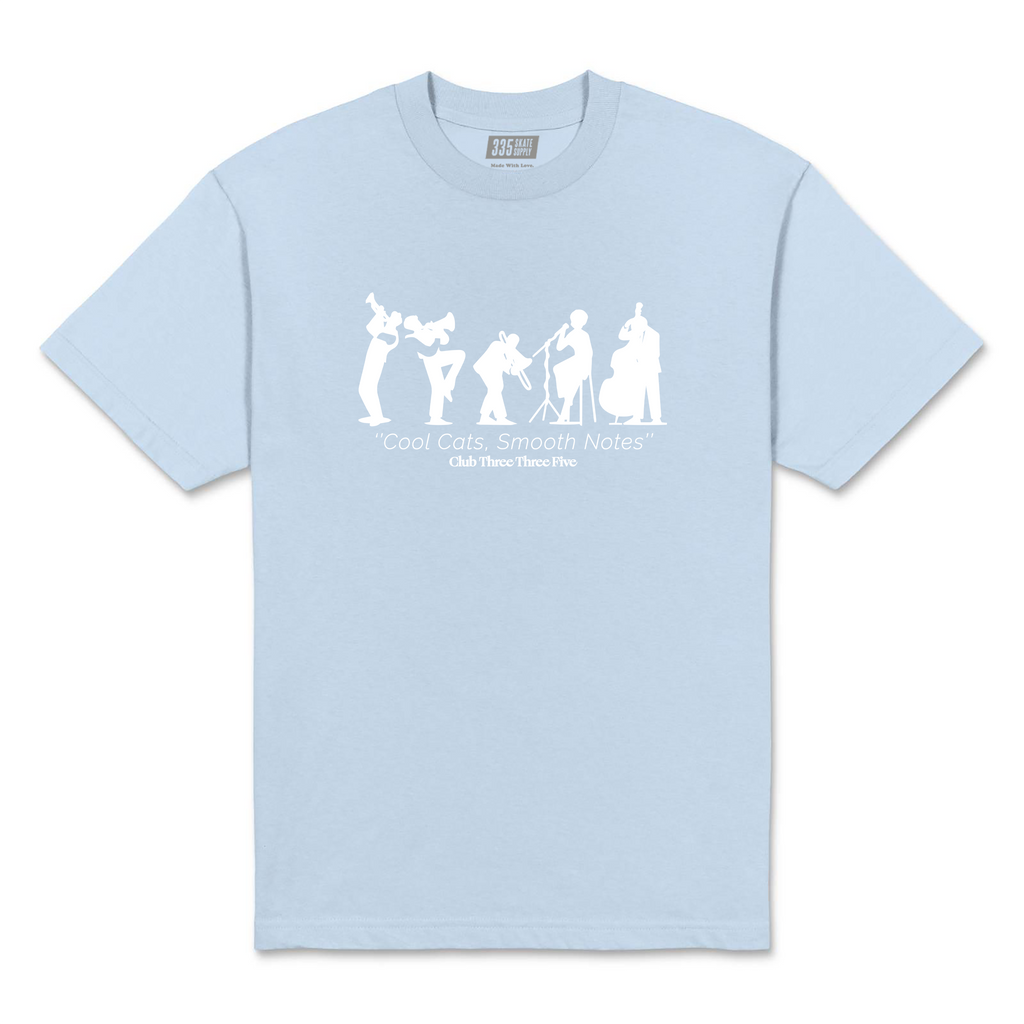 335 Smooth Notes Tee / Powder Blue / White
