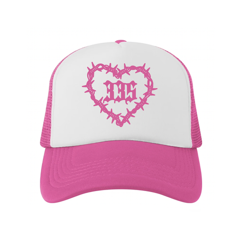 335 Heart Barb Trucker / Pink / White